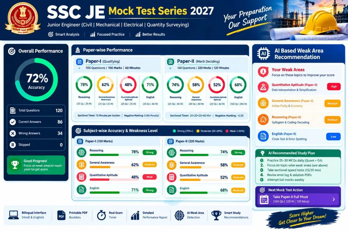 SSC JE Mock Test 2027 ai weak are recommendation report