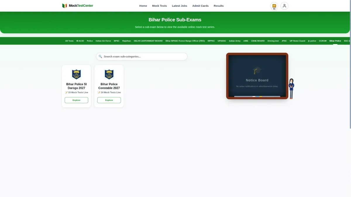 bihar police sub inspector categories