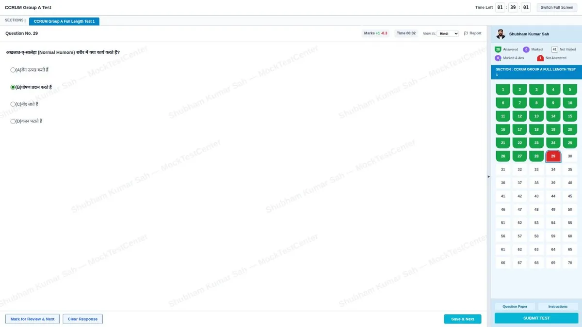 CCRUM Mock Test Interface