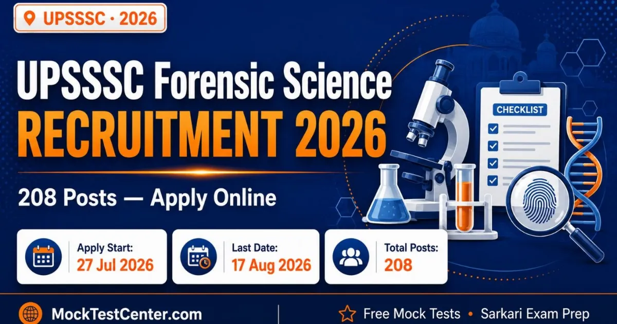 UPSSSC Forensic Science Lab Recruitment 2026 – 208 Posts