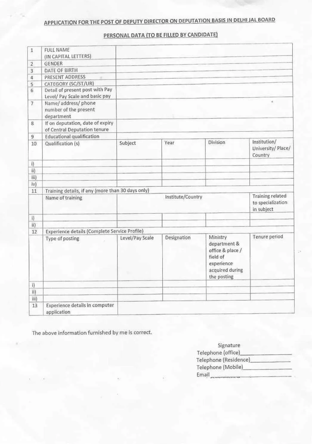 Delhi Jal Board Deputy Director Recruitment 2026