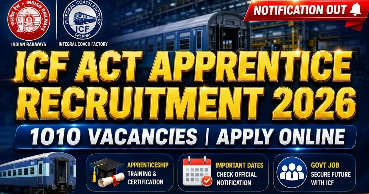 ICF Act Apprentice Recruitment 2026: 1010 Vacancies Out