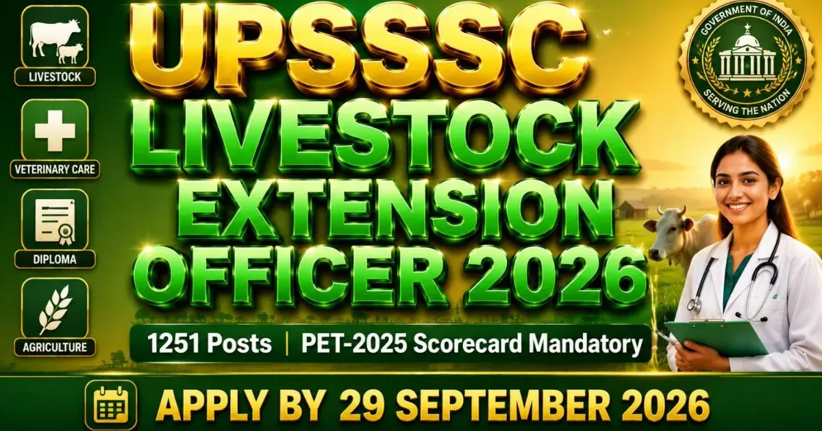 UPSSSC Livestock Extension Officer Recruitment 2026