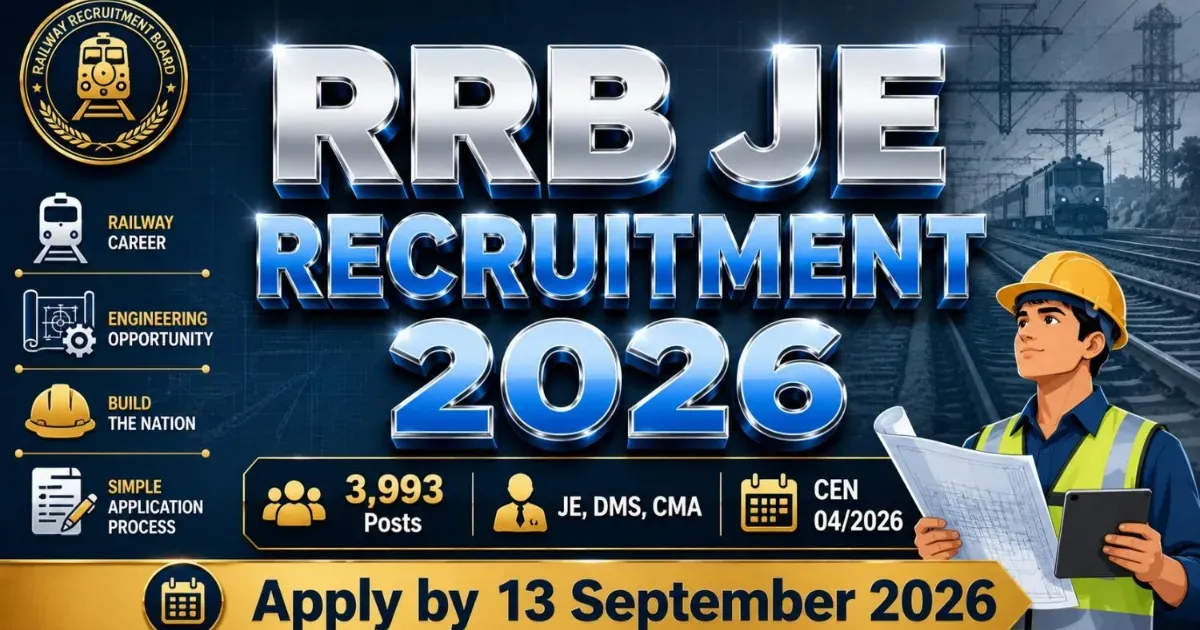 RRB JE Recruitment 2026 (CEN 04/2026) – 3,993 Posts
