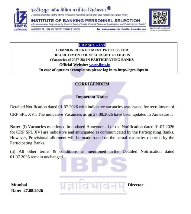 IBPS PO & SO Vacancy 2026 Increased IBPS PO & SO Vacancy 2026